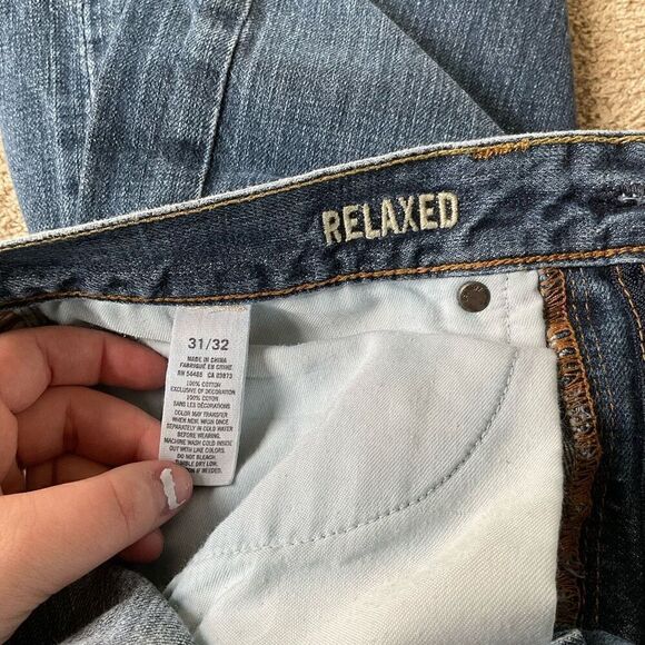 American Eagle Outfitters‎ Mens Relaxed Straight Leg Denim Jeans Blue Size 31/32 - Picture 10 of 12